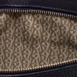 Pre Owned Aigner Navy Blue Leather Logo Flap Organizer Clutch
