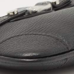 Pre Owned Aigner Black Leather Buckle Baguette Bag