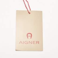 Pre Owned Aigner Black Leather Buckle Baguette Bag