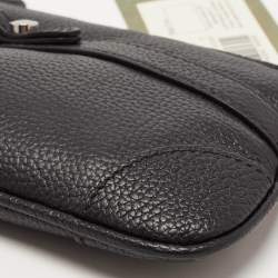 Pre Owned Aigner Black Leather Buckle Logo Clutch Bag