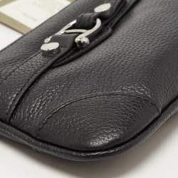 Pre Owned Aigner Black Leather Buckle Logo Clutch Bag