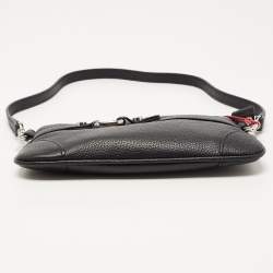 Pre Owned Aigner Black Leather Buckle Logo Clutch Bag