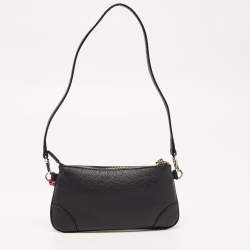 Pre Owned Aigner Black Leather Buckle Logo Clutch Bag