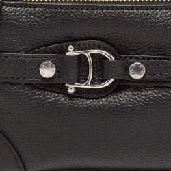 Pre Owned Aigner Black Leather Buckle Logo Clutch Bag