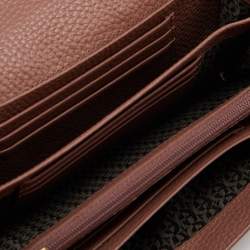 Pre Owned Aigner Brown Leather Flap Continental Wristlet Wallet