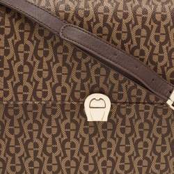 Aigner Brown Signature Coated Canvas Genoveva Top Handle Bag