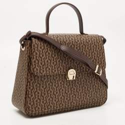 Aigner Brown Signature Coated Canvas Genoveva Top Handle Bag