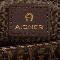 Aigner Brown Signature Coated Canvas Genoveva Top Handle Bag