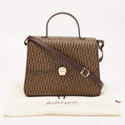 Aigner Brown Signature Coated Canvas Genoveva Top Handle Bag