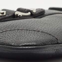 Aigner Black Leather Buckle Baguette Bag