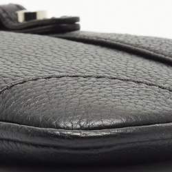 Aigner Black Leather Buckle Baguette Bag