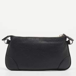 Aigner Black Leather Buckle Baguette Bag