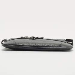 Aigner Black Leather Buckle Baguette Bag
