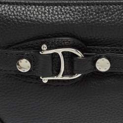 Aigner Black Leather Buckle Baguette Bag