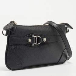 Aigner Black Leather Buckle Baguette Bag