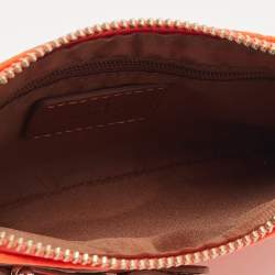 Pre Owned Aigner Orange/Tan Nylon and Leather Buckle Baguette Bag