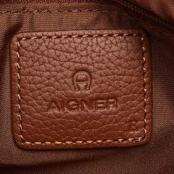 Pre Owned Aigner Purple/Brown Nylon and Leather Buckle Clutch Bag