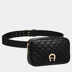 Aigner Black shiny light gold Metal Garda Black Belt Bag