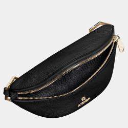 Pre Owned Aigner Black shiny light gold Metal Serena Black Belt Bag S