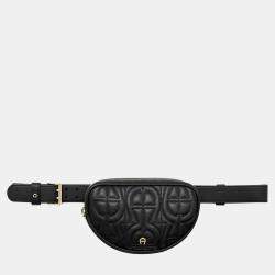 Pre Owned Aigner Black shiny light gold Metal Diadora Black Belt Bag S