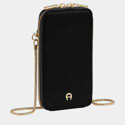 Pre Owned Aigner Black shiny light gold Metal Fashion Black Pouch
