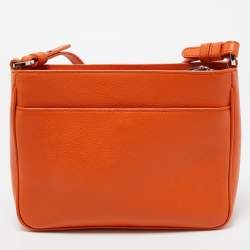 Aigner Orange Leather Logo Crossbody Bag