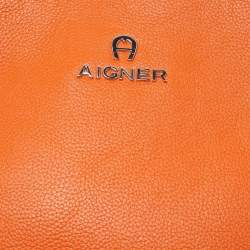 Aigner Orange Leather Logo Crossbody Bag