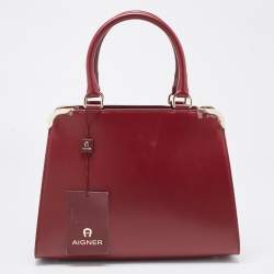 Pre Owned Aigner Burgundy Leather Amber Satchel