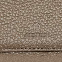 Pre Owned Aigner Beige Leather Pria Trifold Wallet