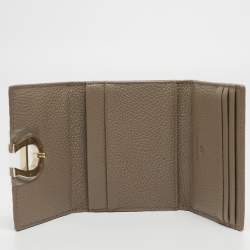 Pre Owned Aigner Beige Leather Pria Trifold Wallet