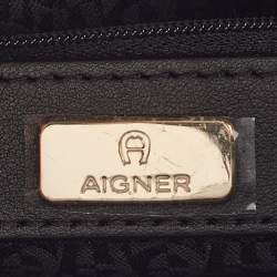 Aigner Black Signature Leather Genoveva Top Handle Bag