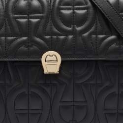 Aigner Black Signature Leather Genoveva Top Handle Bag