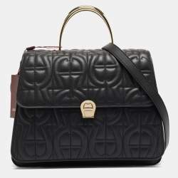Aigner Black Signature Leather Genoveva Top Handle Bag