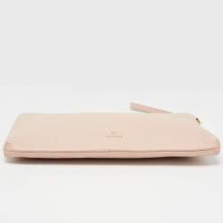 Pre Owned Aigner Light Pink Leather Zip Flat Pouch