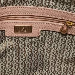 Pre Owned Aigner Light Pink Leather Zip Flat Pouch