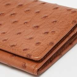 Pre Owned Aigner Tan Ostrich Embossed Leather Flap Continental Wallet