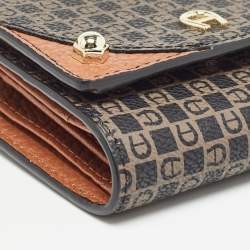 Aigner Brown Signature Coated Canvas Trifold Wallet