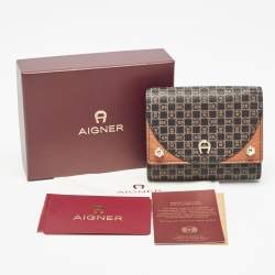 Aigner Brown Signature Coated Canvas Trifold Wallet