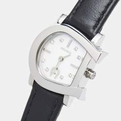 Aigner White Mother of Pearl Stainless Steel Leather Genua Due A31000 Women's Wristwatch 26 mm