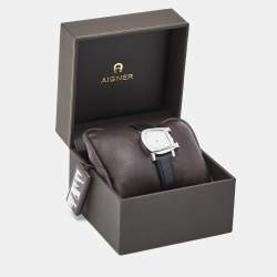 Aigner White Mother of Pearl Stainless Steel Leather Genua Due A31000 Women's Wristwatch 26 mm