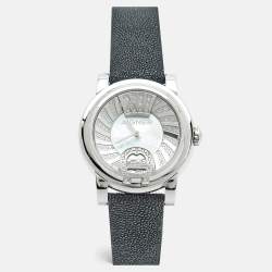 مملوكة مسبقًا ساعة يد نسائية أيغنر باري دونا A37209 ألماس ستانلس ستيل صدف لؤلؤ أم جلد ستينغراي 42 مم