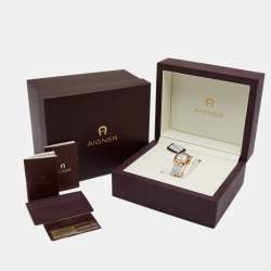 Pre Owned Aigner Mother of Pearl Two Tone Stainless Steel Cremona A115200 Women's Wristwatch 28 mm