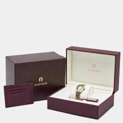 Pre Owned Aigner Green Two Tone Stainless Steel Vittoria ARWLG2100105 Women's Wristwatch 30 mm 