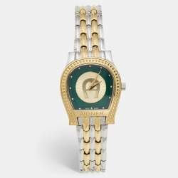 Pre Owned Aigner Green Two Tone Stainless Steel Vittoria ARWLG2100105 Women's Wristwatch 30 mm 