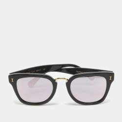 Illesteva Positano Black/Rose Gold Mirrored Frame Wayfarer Sunglasses