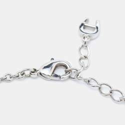 Pre Owned Aigner Logo Crystals Silver Tone Necklace