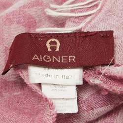 Aigner Pink Monogram Cotton Blend Scarf