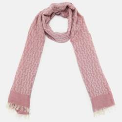 Aigner Pink Monogram Cotton Blend Scarf