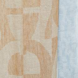 Aigner Blue Patterned Linen Blend Stole