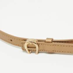 Aigner Gold Leather Logo Buckle Slim Belt 100CM